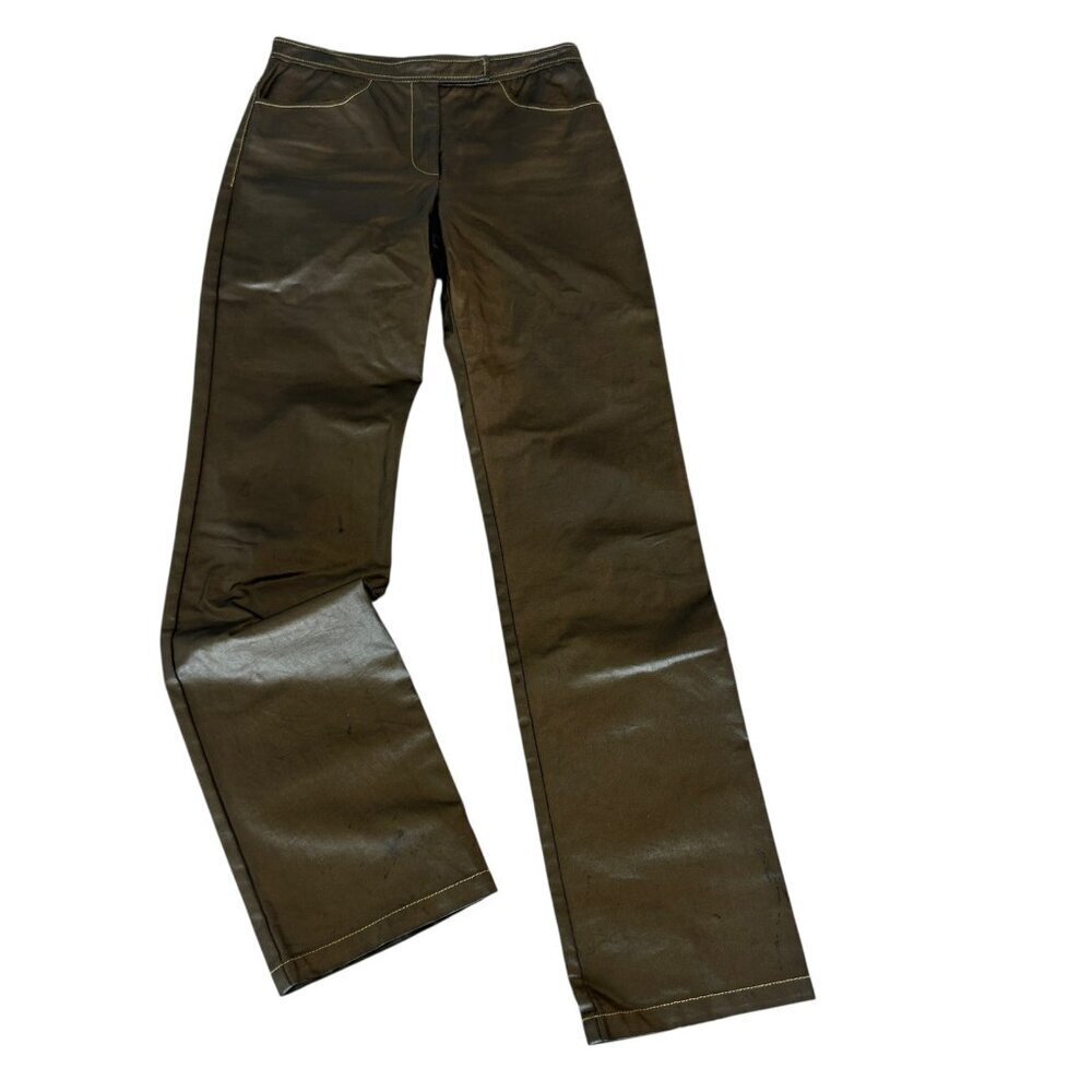 DKNY Pants Waxed Cotton Coated Bronzed Green Size 6